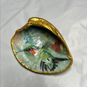 Hand Crafted Hummingbird Trinket Shell Dish